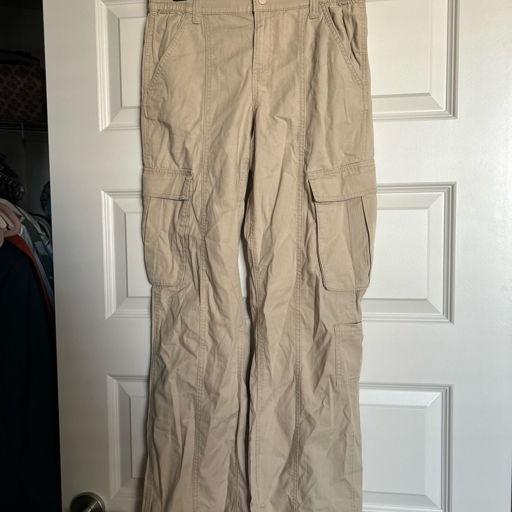 H&M Tan Cargo Pants Relaxed Fit Cotton